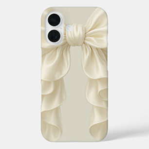 Cream Cascade Rüsche Schleife Elegant Luxuriös Wei iPhone 16 Hülle