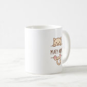 Cream Cat Peeking hinter Individuelle Name Kaffeetasse (VorderseiteRechts)
