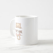 Cream Cat Peeking hinter Individuelle Name Kaffeetasse (Vorderseite Links)