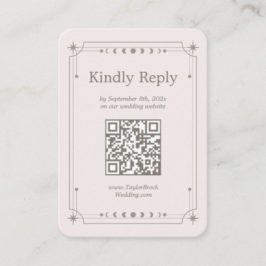 Cream Celestiween RSVP Qr Code Begleitkarte (Vorderseite)