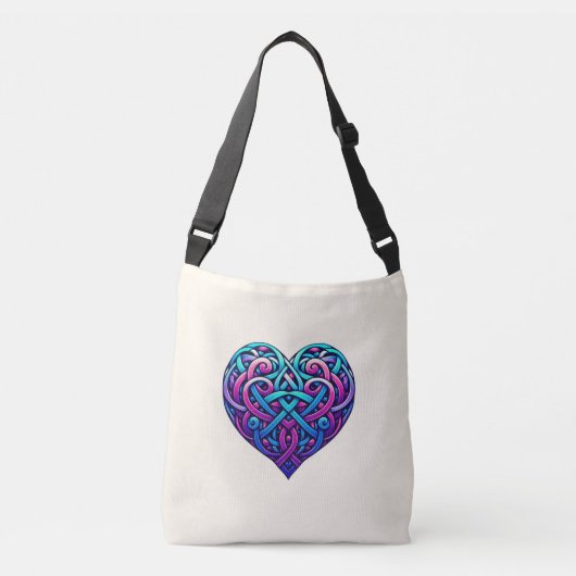 Cream Celtic Heart Tragetaschen Mit Langen Trägern (Vorderseite)