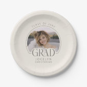 Cream Charcoal Personalized Photo Grad Party Pappteller (Vorderseite)