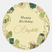 Cream Chic Faux Gold Runder Aufkleber (Vorderseite)
