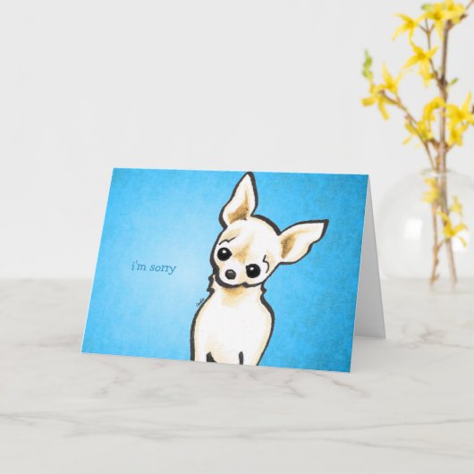 Cream Chihuahua Head Tilt Custom Message Karte (Gelbe Blume)