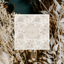 Cream Chinoiserie Monogram Hochzeits-Cocktail