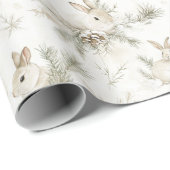 Cream Christmas Bunny Rabbits Geschenkpapier (Rolleneckpunkt)
