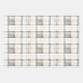 Cream Christmas Trees Hearts Plaid Stripes Geschenkpapier Set (Vorderseite 2)