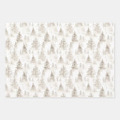 Cream Christmas Trees Hearts Plaid Stripes Geschenkpapier Set (Vorderseite)