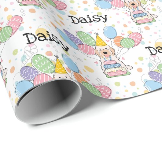 Cream Cockapoo Cavapoo Dog Geburtstag Geschenkpapier (Rolleneckpunkt)