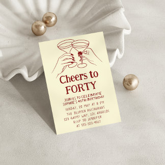 Cream Cocktail “Cheers to Forty 40th Birthday Einladung