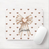 Cream Cocoa Bow Blush Pink Glitter Hearts Mousepad (Mit Mouse)