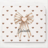 Cream Cocoa Bow Blush Pink Glitter Hearts Mousepad (Vorne)