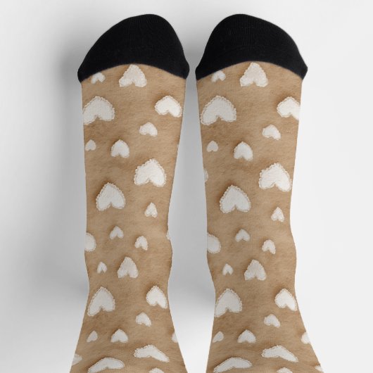 Cream Cocoa Brown Hearts Socken (Oben)