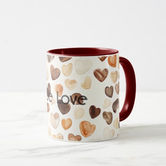 Cream Coffee Bean Hearts Tasse (VorderseiteRechts)