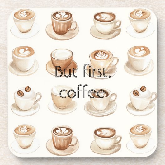 Cream Coffee Cups Getränkeuntersetzer (Vorderseite)