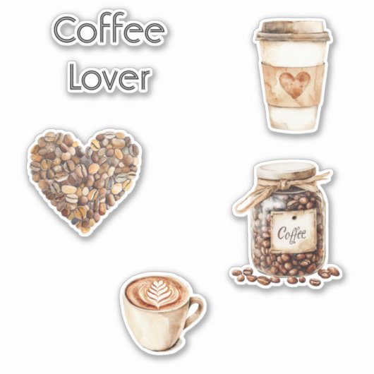 Cream Coffee Heart Cups Aufkleber (Vorderseite)