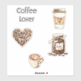 Cream Coffee Heart Cups   Aufkleber