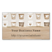 Cream Coffee Heart Cups Business name website Magnetische Visitenkarte (Vorderseite)