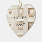 Cream Coffee Heart Cups Christmas Keramik Ornament (Links)