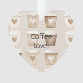 Cream Coffee Heart Cups Christmas Ornament