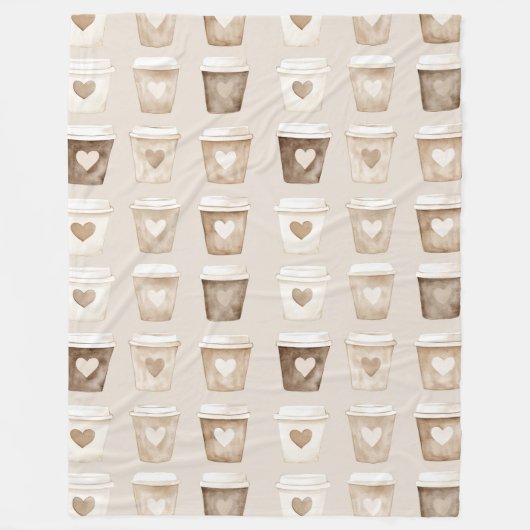 Cream Coffee Heart Cups Fleecedecke (Vorderseite)