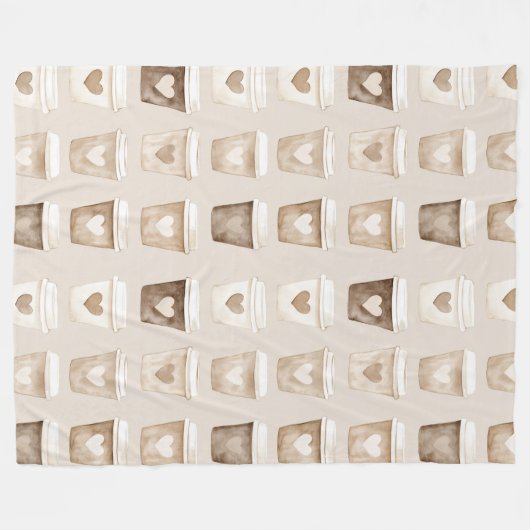 Cream Coffee Heart Cups Fleecedecke (Vorderseite (Horizontal))