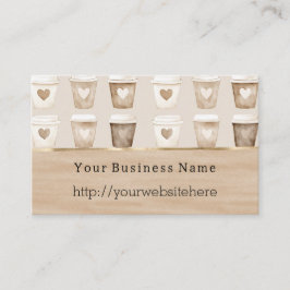 Cream Coffee Heart Cups Geschäftsname Webseite Visitenkarte