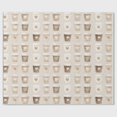 Cream Coffee Heart Cups Geschenkpapier (Flach)