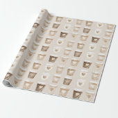Cream Coffee Heart Cups Geschenkpapier (Ungerollt)