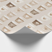 Cream Coffee Heart Cups Geschenkpapier (Ecke)