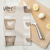 Cream Coffee Heart Cups Geschirrtuch (Viertel Falte)
