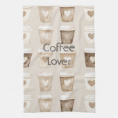 Cream Coffee Heart Cups Geschirrtuch (Vertikal)