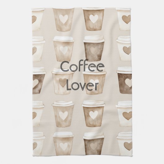 Cream Coffee Heart Cups Geschirrtuch (Vertikal)