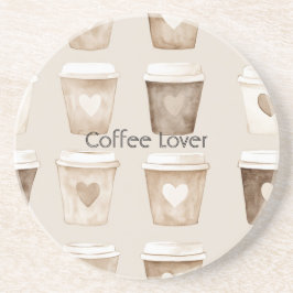 Cream Coffee Heart Cups Getränkeuntersetzer