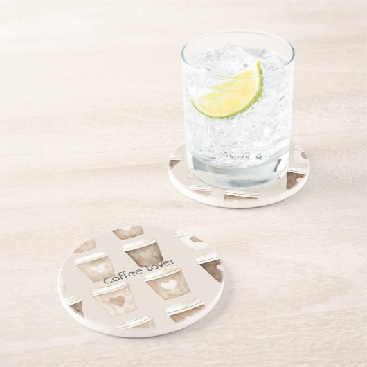 Cream Coffee Heart Cups Getränkeuntersetzer (Seite)