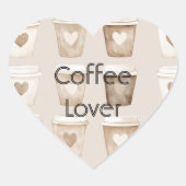 Cream Coffee Heart Cups   Herz-Aufkleber (Vorderseite)