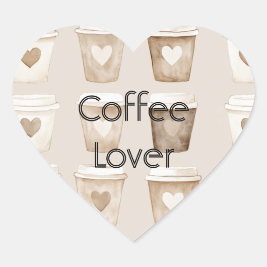 Cream Coffee Heart Cups   Herz-Aufkleber (Vorderseite)
