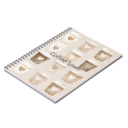 Cream Coffee Heart Cups Notizblock (Linke Seite)