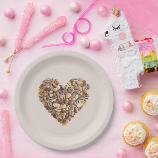 Cream Coffee Heart Cups Pappteller (Party)