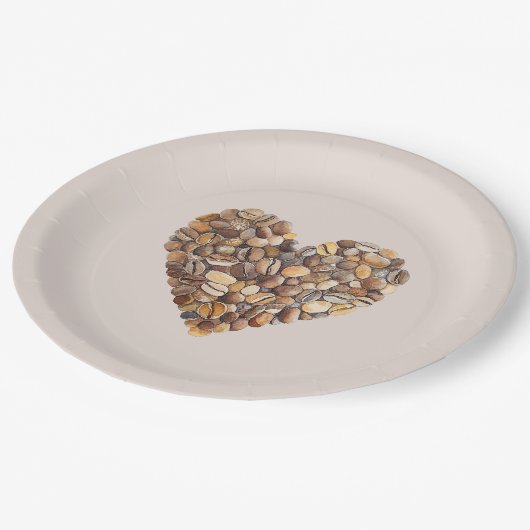 Cream Coffee Heart Cups Pappteller (Schrägansicht)