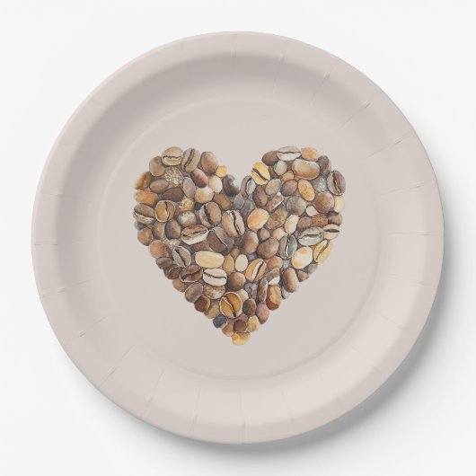 Cream Coffee Heart Cups Pappteller (Vorderseite)