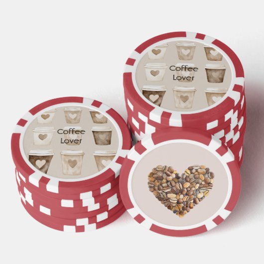Cream Coffee Heart Cups Pokerchips (Stapel)