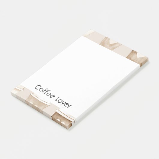 Cream Coffee Heart Cups Post-it Klebezettel (angewinkelt)