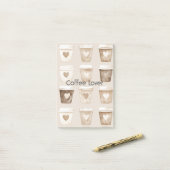 Cream Coffee Heart Cups Post-it Klebezettel (Auf Schreibtisch)