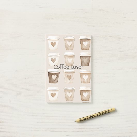 Cream Coffee Heart Cups Post-it Klebezettel (Auf Schreibtisch)