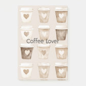 Cream Coffee Heart Cups Post-it Klebezettel (Vorderseite)