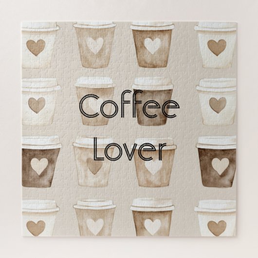 Cream Coffee Heart Cups Puzzle (Vertikal)