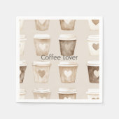 Cream Coffee Heart Cups Serviette (Vorderseite)