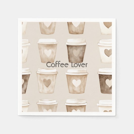 Cream Coffee Heart Cups Serviette (Vorderseite)