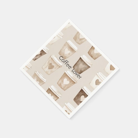 Cream Coffee Heart Cups Serviette (Ecke)